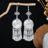 Pendientes Miao Étnicos de Borla Larga Estilo Nuevo, Pendientes Exagerados de Declaración de Moda Estilo Étnico de Plata Miao de Lujo Ligero