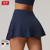Falda Deportiva de Tenis para Mujer, Falda-Pantalón de Yoga, Línea A Cepillada Transfronteriza Otoño Invierno, Anti-Exposición, Ajustada de Cintura Alta, Levanta Glúteos