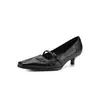 Sapatos Mary Jane Femininos de Pele de Ovelha, Estilo Francês, Finos e Alongados, Bico Quadrado, Primavera 2026, para o Dia a Dia, Salto Médio Fino, Couro Genuíno, Boca Rasa