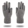 Novas Luvas Térmicas à Prova de Frio com Tela Sensível ao Toque nos Dedos Outono e Inverno Masculinas Forradas com Lã Espessas Luvas de Tricô de Lã para Exterior