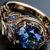Anillo de estilo europeo y americano con incrustaciones de zafiro, anillo elegante y lujoso, anillo vintage de corte de nicho con diseño y personalidad únicos