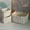 Cesta de almacenamiento tejida con cuerda de algodón estilo nórdico personalizada, organizador de escritorio para cosméticos, cesta organizadora de ropa para armario