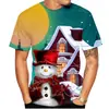 Camiseta Casual de Moda de Verão de Natal Popular com Impressão 3D Personalizada