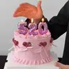Estilo Ins Criativo Rosa e Roxo Formato de Balão Vela Digital 520 Aniversário Bolo de Primeiro Aniversário Decoração Plug-In