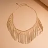 Colar com Pingente de Franja em Corrente de Osso de Cobra Transfronteiriço Europeu e Americano, Corrente de Osso Versátil Elegante de Nicho de Luxo Leve, Colar da Moda de Alto Padrão para Mulheres