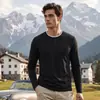 Camisa casual de manga larga para hombre, fluida, antiarrugas, para primavera y otoño, playera de cuello redondo, sin botones, ajuste slim, camiseta de manga larga para hombre, capa base