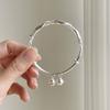 Nuevo Pulsera de Dos Generaciones Envuelto en Espiga de Arroz para Mujer con Colgante de Mariposa y Loto, Pulsera de Plata Pura 999 Chapada de Empuje y Tirón