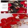 Cocar de noiva chinês cocar de flor vermelha joias de flores vestido de noiva acessórios para cabelo de casamento brinde roupas cocar atacado