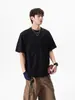 Camiseta Unisex de Verano de Manga Corta, Corte Diagonal Tridimensional Plegado, Ajuste Holgado y Cuadrado, Versátil para Pareja, Cleanfit