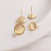 Brinco de Disco Vazio 14K Pacote Cor de Ouro Real Pedra Olho de Gato Conservante de Cor com Argola para Pendurar Brincos Feitos à Mão DIY Acessórios de Joia para Orelha