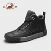 Botas Martin Masculinas de Couro Genuíno com Pele de Ovelha, Sola Macia, Sapatos de Couro Duráveis, Sapatos Casuais Masculinos de Cano Alto, Tênis Masculinos, Customização OEM
