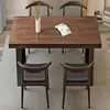 Mesa y Sillas de Comedor de Madera Maciza Nórdica Combinación Hierro Tronco Apartamento Pequeño Balcón Mesa Larga Restaurante Comercial Cafetería Mesa de Comedor