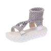 Sandalias de mujer de suela gruesa transfronterizas de lana tejida para comercio exterior, las más vendidas, casuales para estudiantes, talla grande, zapatos de mujer