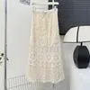 Traje de Férias Boêmio para Mulheres, Estilo Coreano, Crochê Resistente com Recortes, Cintura com Cordão, Saia Evasê Versátil