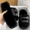 Zapatos Peludos Gruesos de Suela Gruesa de Color Sólido Estilo Academia para Mujer, Nuevo Modelo Otoño 2025 con Diseño de Hebilla de Cinturón, Pantuflas de Algodón Antideslizantes