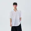 Estilo Old Money Texturizado Gola V Manga Curta Masculino Verão Moda de Rua Colete para Casal Camisa Polo Versátil Camiseta Casual Retrô