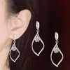 Brincos de Prata Femininos Estilo Coreano Simples Versátil Longo Grande Gota d'Água Argola de Orelha Fivela de Orelha Cravejado com Brincos Austríacos