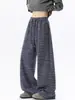 Calça Reta de Perna Larga Listrada Preta Relaxada Estilo Retro Americano para Homens e Mulheres, Marca Tendência Primavera e Verão Calça Longa Casual com Caimento Solto