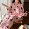 Pijama de Oso de Dibujos Animados para Mujer Otoño e Invierno Algodón de Imitación Manga Larga 2026 Nuevo Conjunto Casual Lindo para el Hogar
