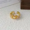Anillo Abierto Geométrico Vintage Medieval Personalizado con Micro-Adornos Moda Retro para Mujer Diseño de Nicho de Alta Gama