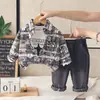 Conjunto de Ropa de Otoño para Niños Elegante Bebé Primavera y Otoño Retro Manga Larga Tres Piezas Ropa para Bebés y Niños Pequeños Moda Dropshipping