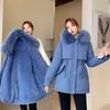 Casaco de Inverno de Algodão Feminino, Comprimento Médio Estilo Coreano Acolchoado para Pessoas Baixas com Gola de Pelo Tendência