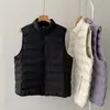 Chaleco acolchado cálido ligero con cuello alto para mujer, se puede usar como capa exterior, no voluminoso, chaqueta tipo tank top acanalada suelta de corte ajustado para otoño e invierno