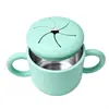 Taza de acero inoxidable con pajita de silicona para niños, taza multifuncional para beber directamente con pajita y doble asa, taza de aprendizaje de estilo creativo