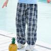 Calças de pernas largas das meninas calças largas retas dos meninos de verão calças largas justas médias e grandes para crianças xadrez de verão