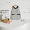 Falda de cuadros estilo Chanel para niña, falda de cuadros de lana gruesa hecha a mano con cuentas y corte alto.
