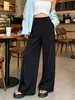 Calça Feminina Fina Texturizada com Listras Verticais Verde Verão Comércio Exterior Alta Elasticidade Calça Longa Estilo Fada Fabricante Calça de Seda Gelada Wide-Leg