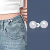 Hebilla de ajuste de cintura sin perforaciones para jeans, ajuste elástico sin costuras con hebilla fija de pedrería colorida, práctica y fácil de usar