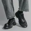 Zapatos de cuero casual de negocios para hombre transfronterizos, zapatos de moda ligeros con patrón, puntera ancha, zapatos de tendencia, zapatos de cuero versátiles de color lavado con suela gruesa