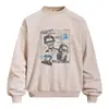 Estilo callejero, con un diseño estampado con aspecto desgastado y vintage, cuello redondo, corte holgado, estilo americano, sudadera de moda para hombre, adecuada para primavera y otoño
