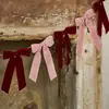 Decoraciones de Lazos de Terciopelo Transfronterizos para Navidad, Bodas y Fiestas Navideñas, Guirnaldas de Lazos Rosas al por Mayor