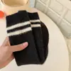 Calcetines de invierno y otoño para mujer, gruesos, cálidos, de terciopelo de visón, de caña media, con rayas clásicas, holgados, versátiles para el invierno