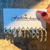 Pendientes Franceses Retro de Perla con Forma de Corazón, Juego de Seis Pares, Pendientes Femeninos al por Mayor, Más Vendidos Transfronterizos Europeos y Americanos