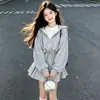 Conjunto de Sudadera para Niña para Primavera y Otoño 2026 Nueva Moda Elegante Estilo Universitario Falda de Cola de Pez Conjunto de Dos Piezas