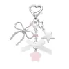 Llavero/Colgante para Bolso DIY Versátil de Chica Dulce con Lazo Blanco Plateado, Corazón Rosa, Estrella Rosa, Durazno