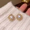 Brincos de Estrela Geométrica de Pérola com Zircônia Agulha de Prata, Brincos Retro Elegantes Versáteis, Brincos de Luxo Leve de Alta Qualidade para Mulheres