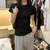 Valor Conjunto de dos piezas de Algodón Puro Estilo Coreano Estilo Universitario Camiseta de Verano de Manga Corta para Mujer Top de Cuello Redondo Adelgazante Diario para Ir al Trabajo