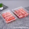 Caixa de Embalagem Retangular de Plástico Transparente para Rolos de Carne Bovina e de Cordeiro com Tampa e Fecho de Encaixe, Caixa de Plástico para Espetinhos de Cordeiro e Carne Bovina