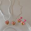 Nuevos Pendientes de Tulipán Amor Francés de Aguja de Plata S925 Cadena Clavícula de Perla Melocotón Dulce de Lujo Ligero Trendy