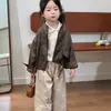 Chaqueta de Cuero para Niña Primavera Otoño 2026 Nuevo Estilo Infantil Elegante Moda Estilo Coreano Chaqueta Corta Top para Bebé Tendencia