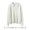 Suéter Pulóver de Cachemira para Mujer con Cuello Polo 26 Otoño e Invierno Nuevo Estilo Suéter de Lana Holgado y Versátil Suéter de Cachemira Engrosado como Capa Base para Mujer