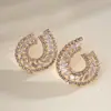 Brincos Geométricos em Forma de Gota com Zircônia Estilo Luxo Leve Europeu e Americano, Brincos de Moda Criativos Personalizados, Brincos de Nicho de Alta Qualidade