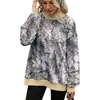 Moletom Feminino Amazon Cross-Border Trade Europeu e Americano Outono/Inverno 2026 Nova Cor Color Block Costurado Gola Alta Solto Manga Longa Estampado
