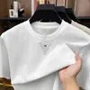Nova Camiseta Masculina de Verão Jacquard com Padrão Oculto Elastano Manga Curta Artesanato Embossado Casual Confortável Respirável