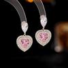 Brincos de coração de menina elegante fresco Moderno Luz Luxo Brincos de Chegada Nova s925 Agulha de Prata Zircônia Incrustada Brincos em forma de coração