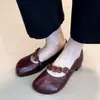 2026 Primavera Verano Nuevo Comercio Exterior Moda Casual Nicho Retro Punta Redonda Tacón Grueso Zapatos de Salón Versátiles Zapatos Transfronterizos